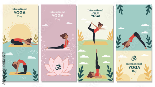International Yoga Day Vertical Banner Set