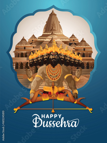 Lord rama killing ravana in dussehra festival vector illustration