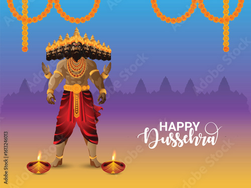 Lord rama killing ravana in dussehra festival vector illustration