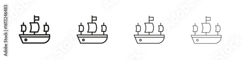 Caravel icon outline vector sign, linear style pictogram.