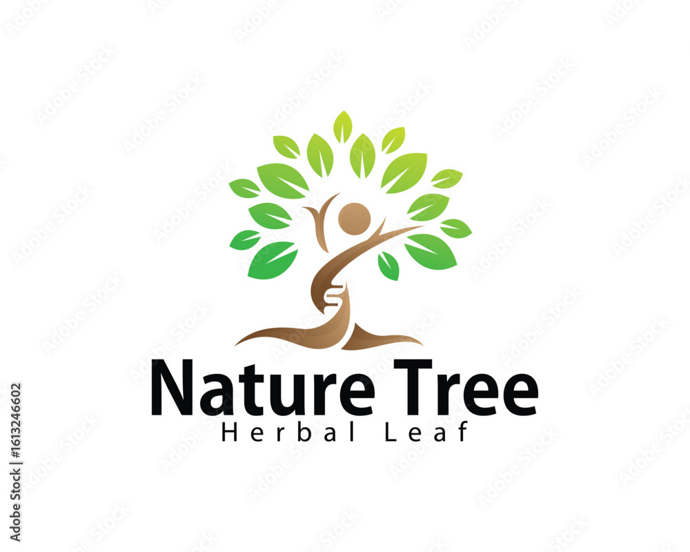 Obraz premium people tree logo creative design concept nature green athletic medical herbal yoga