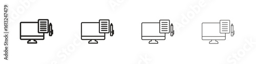 Blended learning icon outline vector sign, linear style pictogram.