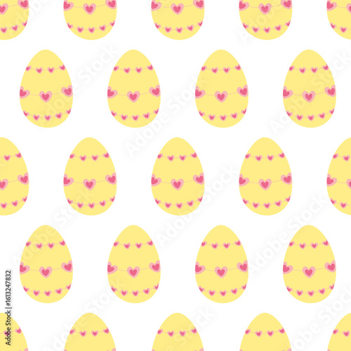 Colorful Easter Eggs decorated Heart Shape beads Seamless Pattern Easter or Seasonal Background idea