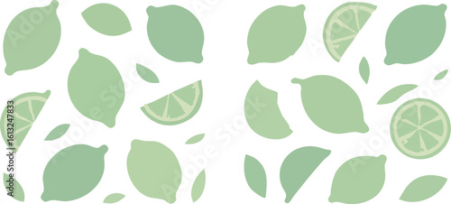 Fresh Green Limes and Slices Pattern.