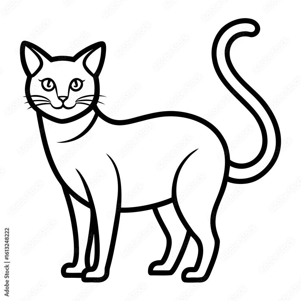 Fototapeta premium Simple outlined cat standing upright