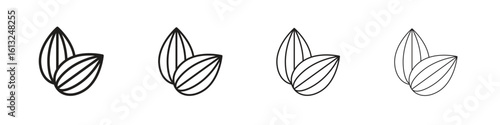 Almond icon outline vector sign, linear style pictogram.