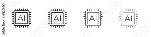 AI icon outline vector sign, linear style pictogram.