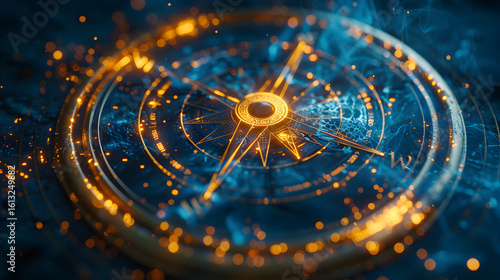 Wallpaper Mural Glowing Compass with Orange and Blue Light Streaks Torontodigital.ca