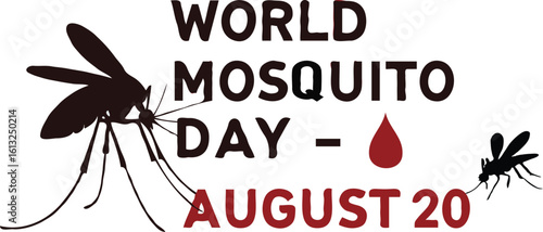 Mosquito Silhouette Vector for World Mosquito Day Design for T-shirt design, Poster, banner, Flyer, Mug, promotional item