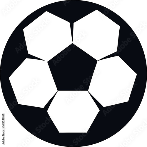 Vector icon of soccer ball or football sign, great for athletic logos, digital sports banners, and coaching materials.

