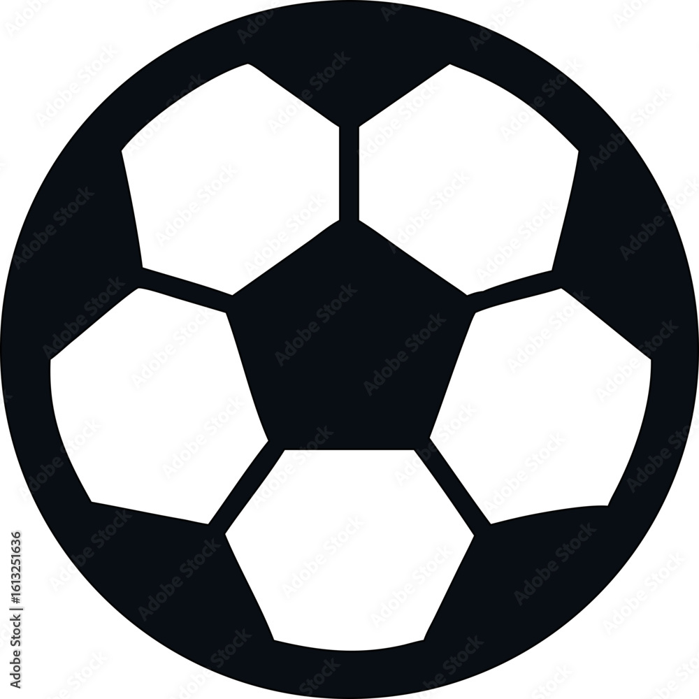 Fototapeta premium Football or soccer ball vector icon sign for sports UI, fitness posters, game apps, and tournament graphics.