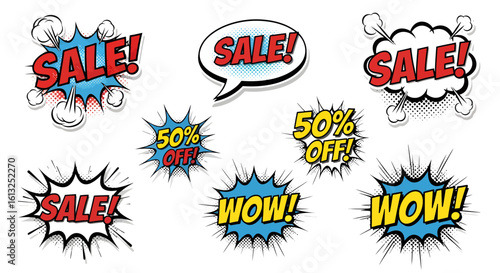 Wallpaper Mural Dynamic comic book sale and discount bursts create exciting promotional graphics, perfect for catching attention Torontodigital.ca