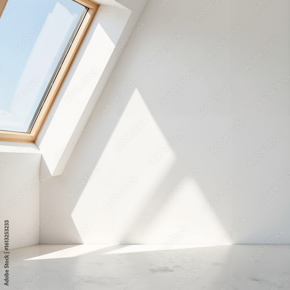 Obraz premium Minimalist room with angled window and natural light in soft tones 