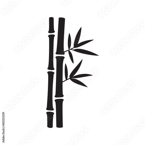 Wallpaper Mural Elegant Bamboo Stems with Leaves Silhouette: Oriental Nature Vector Illustration Torontodigital.ca