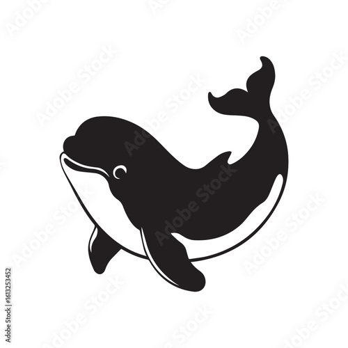 Beluga Whale Aquatic Mammal Silhouette Design