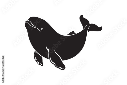 Beluga Whale Aquatic Mammal Silhouette Design
