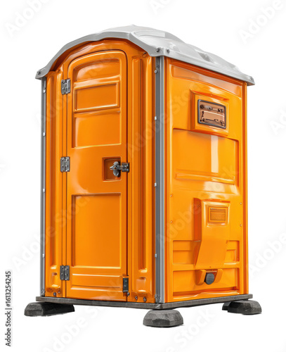 Portable restroom unit construction site product urban sanitation isolated on transparent background, png