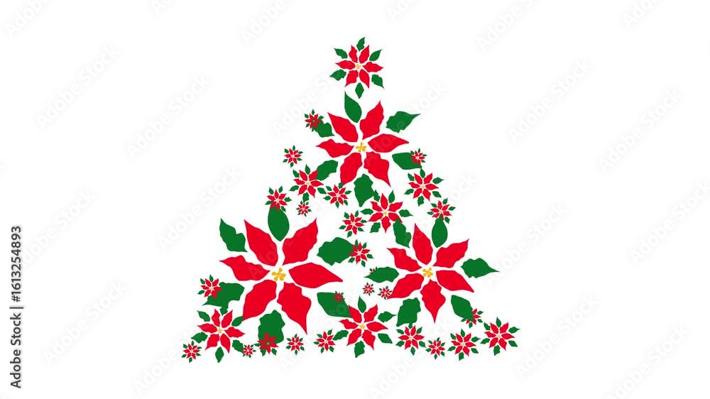 christmas tree made of flowers, video animation christmas tree made of flowers, video animation