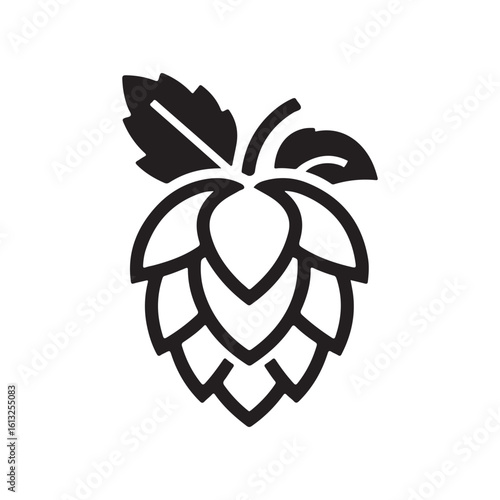 Stylized Hops Cone with Leaf - Craft Beer Brewing Icon