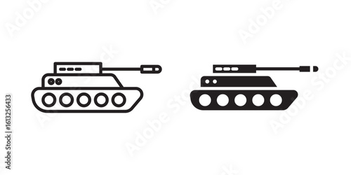 Tank icon Military, War, Combat, Armored Vehicle, Weapon, Flat Vector Illustration.