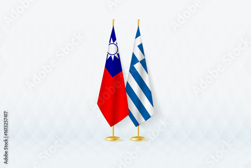 Taiwan and Greece Flags Side by Side, Symbol of International Partnership.