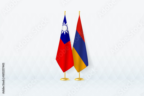 Taiwan and Armenia Flags Side by Side, Symbol of International Partnership.