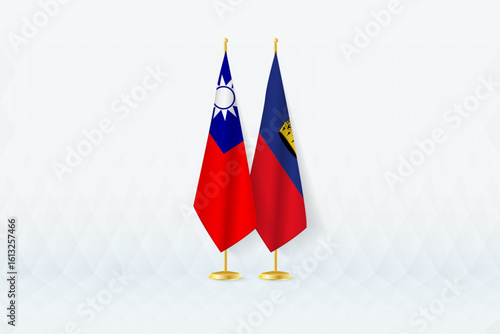 Taiwan and Liechtenstein Flags Side by Side, Symbol of International Partnership.