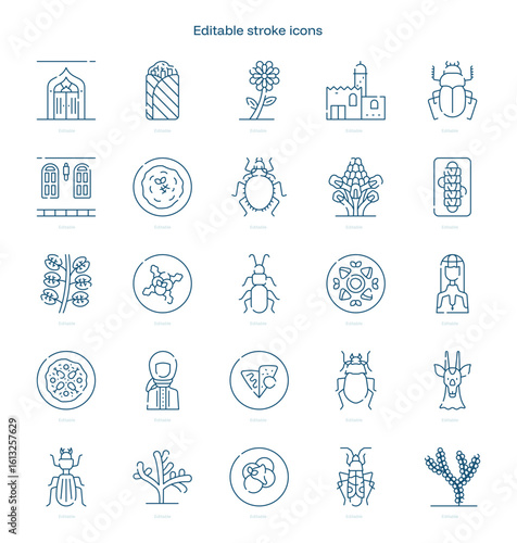 Qatar stroke icon. Qatar line icon set. editable stroke icon pack