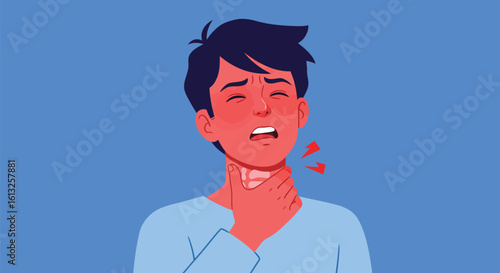 Man Suffering from Throat Pain