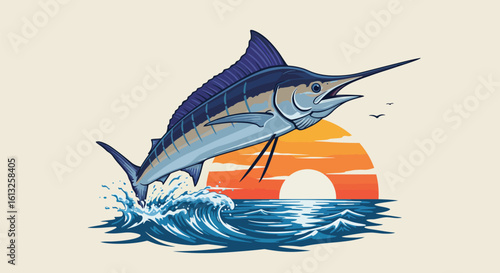 Majestic Marlin Leaping Against the Sunset