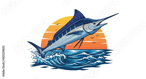 Majestic Marlin Leaping Against the Sunset