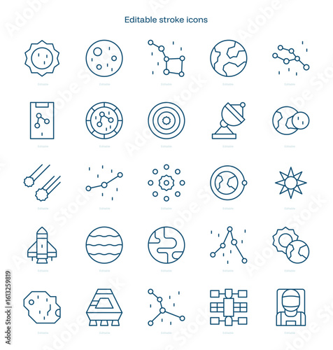 Sky Map stroke icon. Sky Map line icon set. editable stroke icon pack
