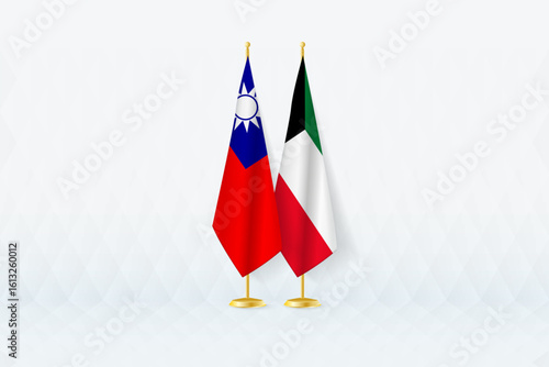 Taiwan and Kuwait Flags Side by Side, Symbol of International Partnership.
