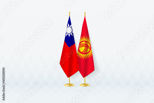 Taiwan and Kyrgyzstan Flags Side by Side, Symbol of International Partnership.