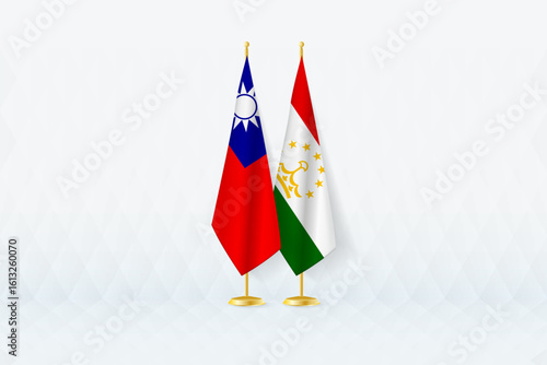 Taiwan and Tajikistan Flags Side by Side, Symbol of International Partnership.
