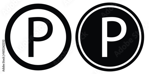 Flat P' parking symbol icons for web.