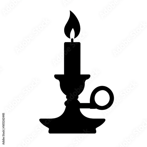 candlestick with burning candle
