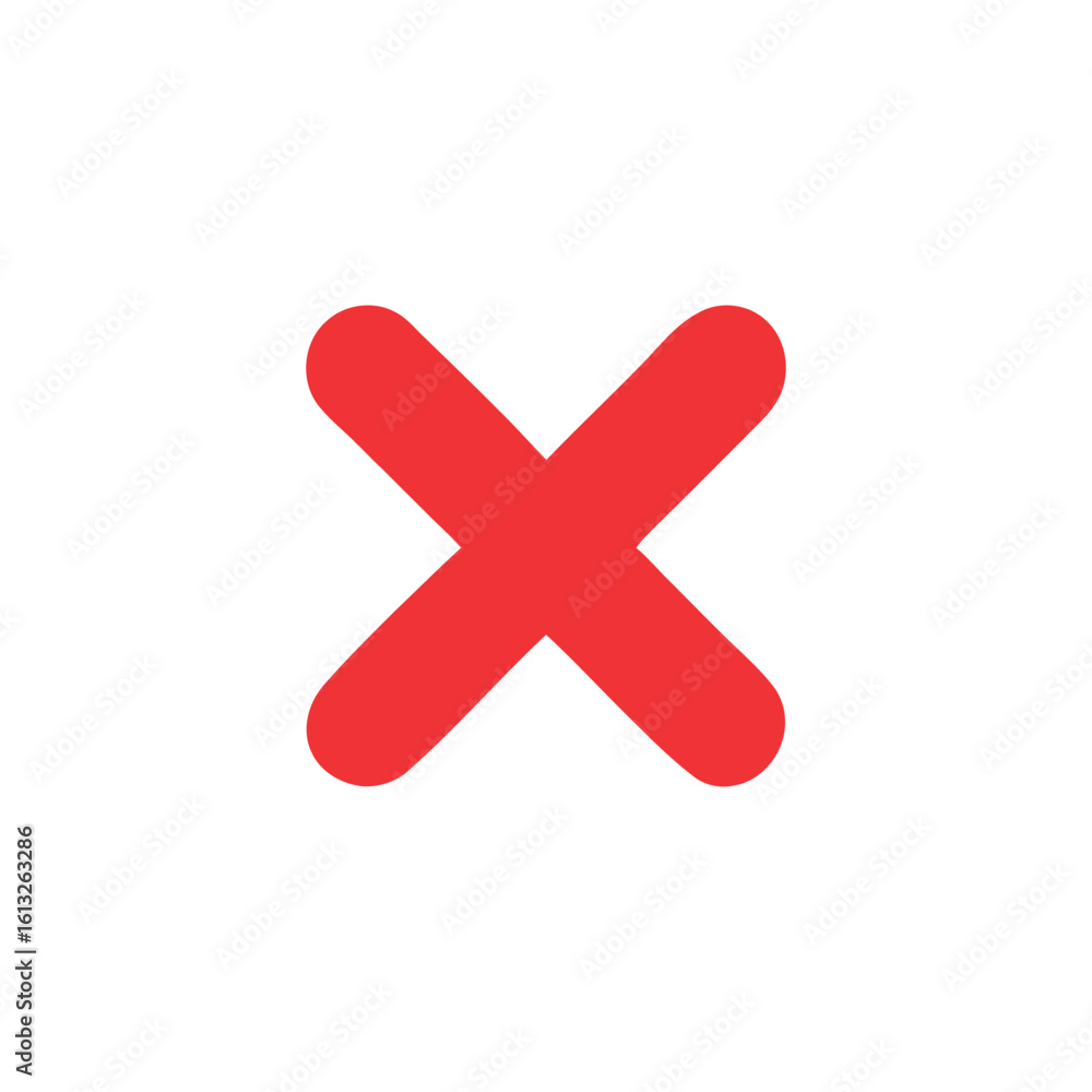 Fototapeta premium Red cancel icon with white cross – error, close, or wrong symbol for app, UI, and alert notifications