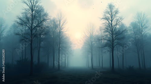 Double exposure of forest and ink swirls