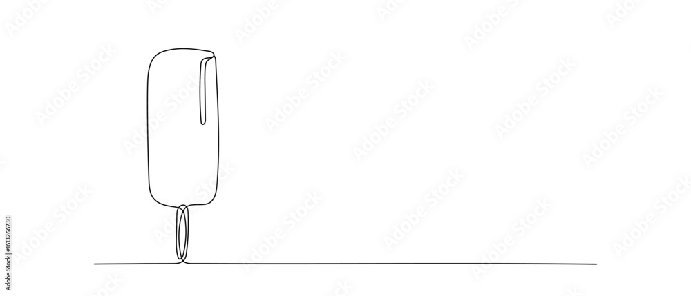Naklejka premium Ice cream one line hand drawn illustration, continuous outline vector summer drawing