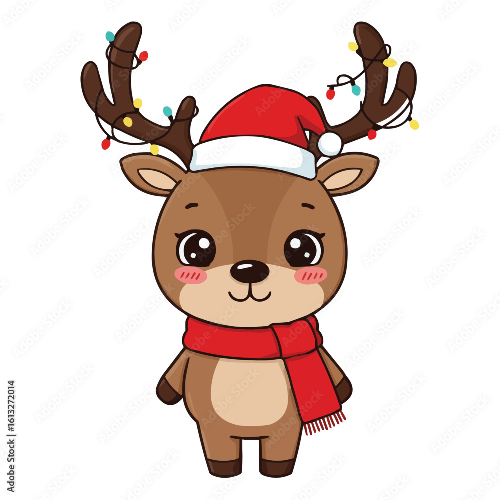 Fototapeta premium reindeer with santa hat