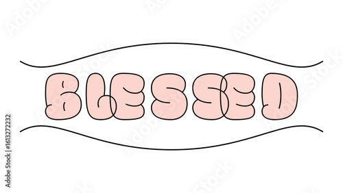 Christian inscription blessed. Word in minimalist style