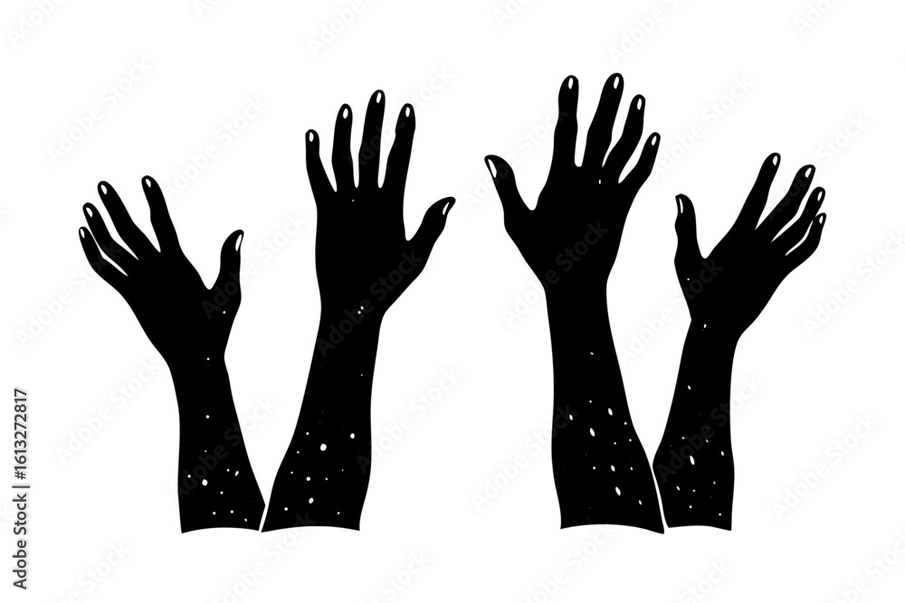Obraz premium Upward Hands, Reaching, Vector