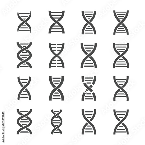 D N A helix icons in various styles molecule genetic