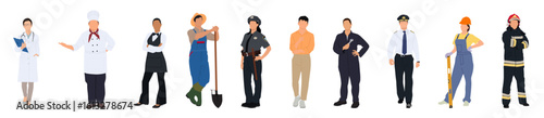 Vector of a diverse group of people of different professions and occupations