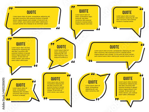 Set of Yellow comment speech bubble on Transparent background. Chat message speech bubble on Transparent Background. EPS 10.