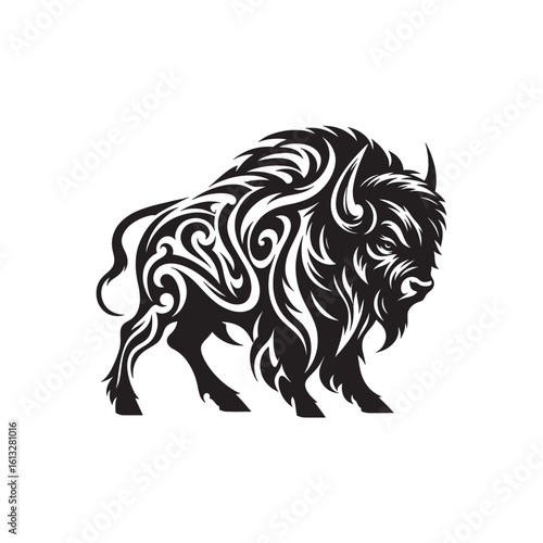 Minimalist American Bison SVG Silhouette with Clean Solid Lines for Cricut Projects Stickers Shirts Decals and Laser Cutting