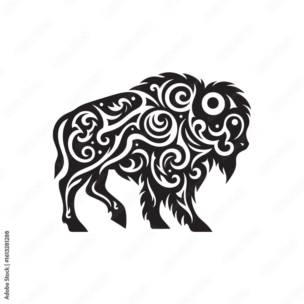 Fototapeta premium Minimalist American Bison SVG Silhouette with Clean Solid Lines for Cricut Projects Stickers Shirts Decals and Laser Cutting