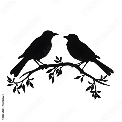 birds on a branch silhouette