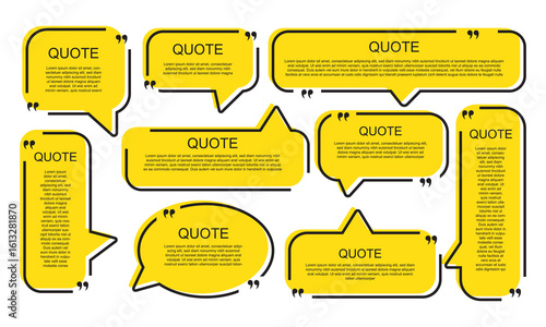 Chat bubble in yellow, speech bubble, message box set. Yellow background quotespeech bubble.Print